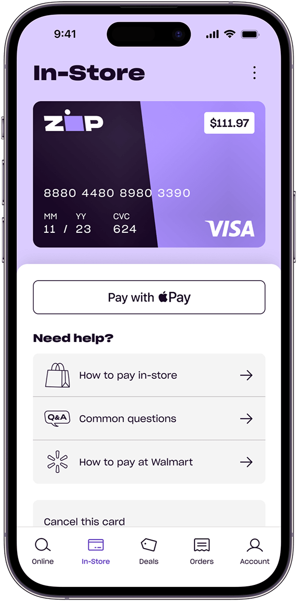 Zip physical and digital card
